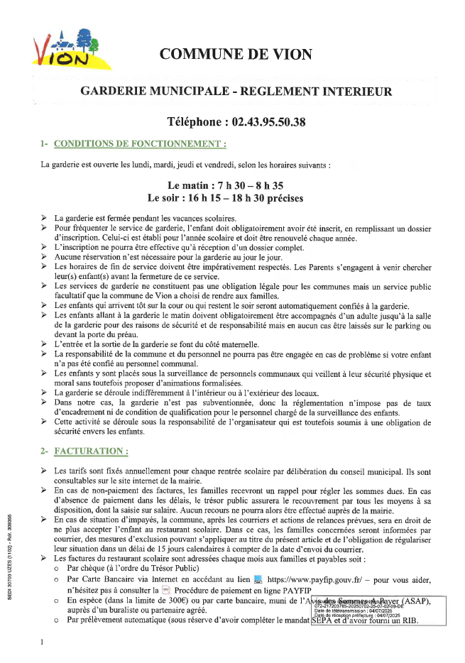 2025 07 08 regelement garderie